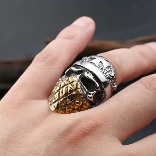 Wholesale Stainless Steel Pineapple Mask Cross Skull Ring