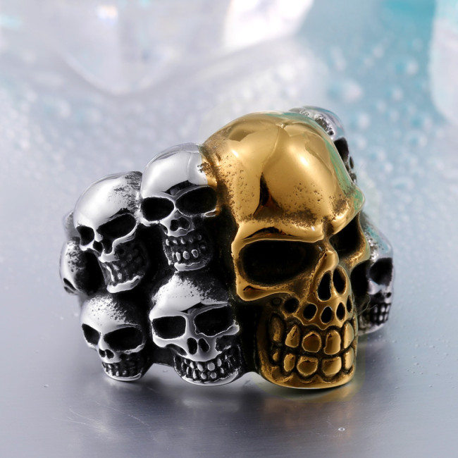 Wholesale Stainless Steel Gold  Skull Ring