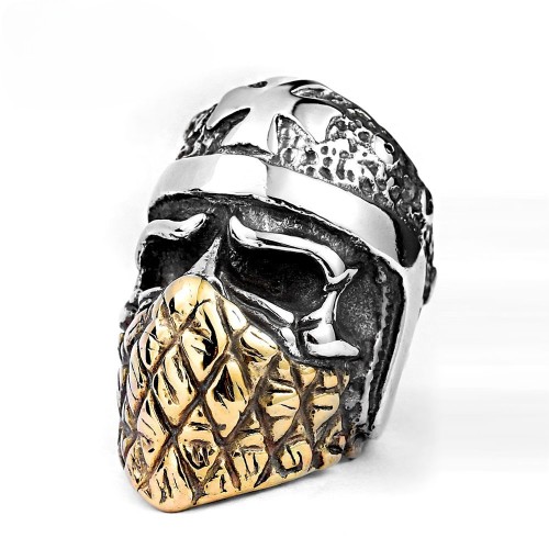 Wholesale Stainless Steel Pineapple Mask Cross Skull Ring