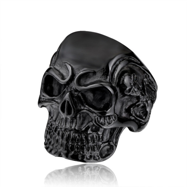 Wholesale Stainless Steel Black Skull Ring