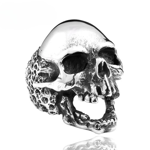 Wholesale Stainless Steel Open Mouth Skull Ring