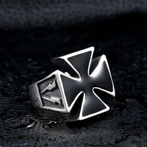 Wholesale Stainless Steel Mens Iron Cross Ring