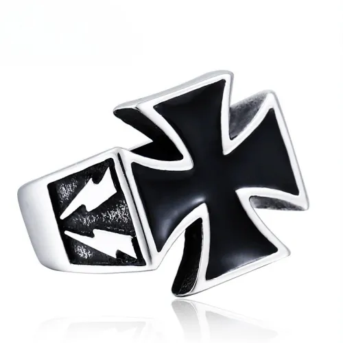 Wholesale Stainless Steel Mens Iron Cross Ring