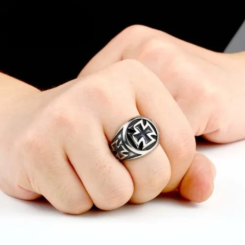 Wholesale Stainless Steel Mens Iron Cross Rings