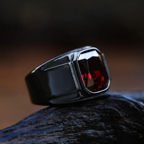 Wholesale Stainless Steel Black Stone Ring