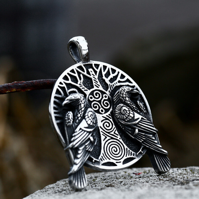Wholesale Stainless Steel Odin's Ravens Tree Pendant