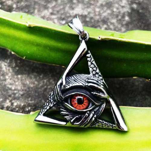 Wholesale Stainless Steel Hand Triangle Evil Eye Pendant