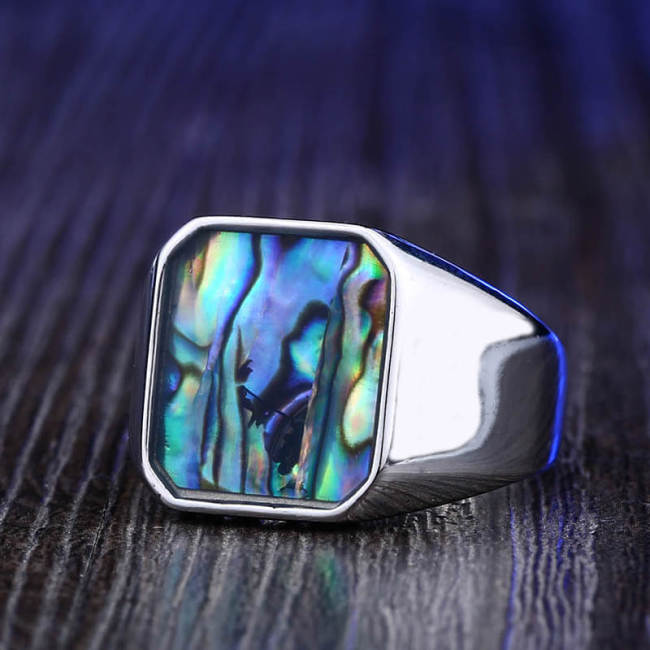 Wholesale Stainless Steel Abalone Signet Ring