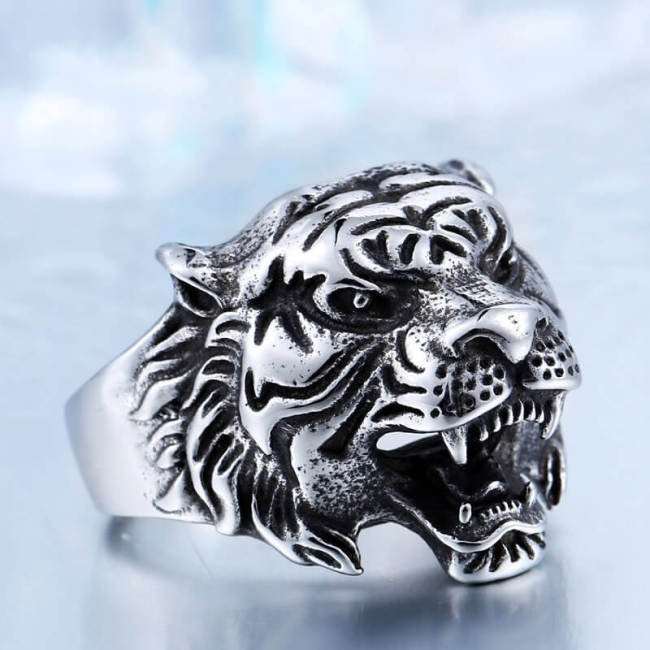 Wholesale Stainless Steel Men's Tiger Head Ring
