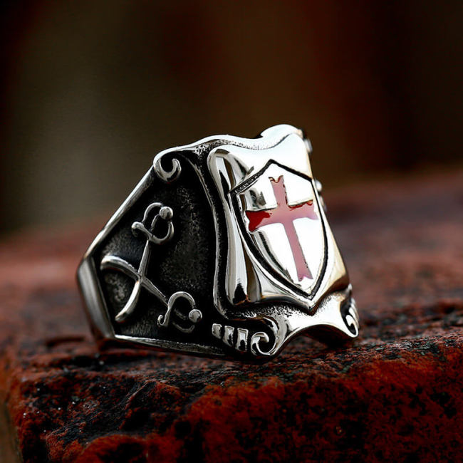 Wholesale Stainless Steel Armor Shield Cross Ring