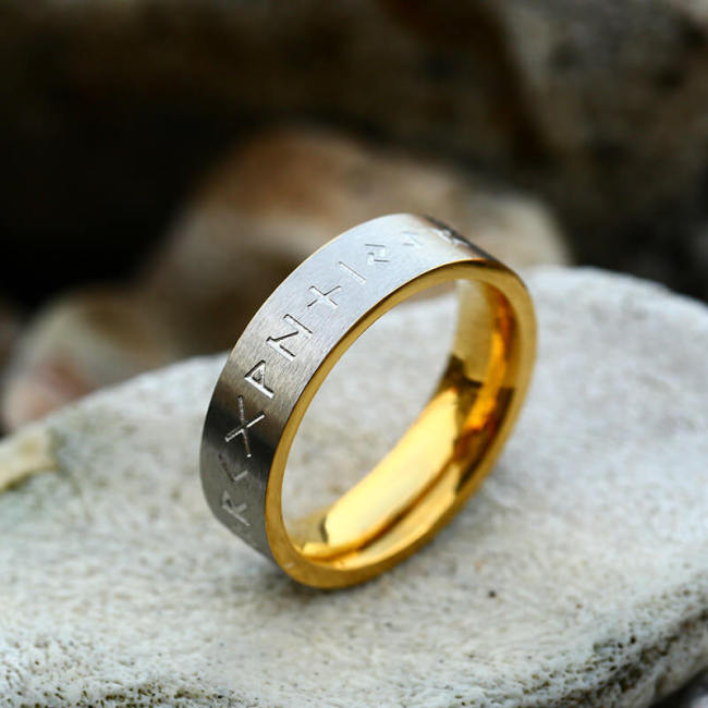 Wholesale Stainless Steel Double Viking Runes Ring