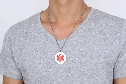 Wholesale Stainless Steel Octagon Medical ID Pendant