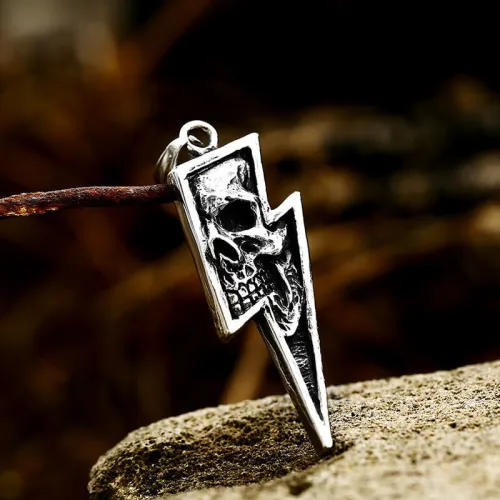 Wholesale Stainless Steel Lightning Skull Pendant