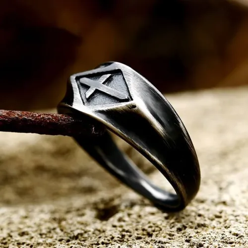 Wholesale Stainless Steel Retro Cross Ring