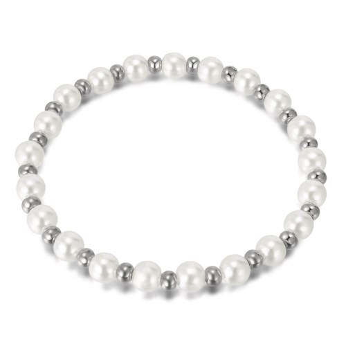 Wholesale Stainless Steel and Pearl Bead Bracelet