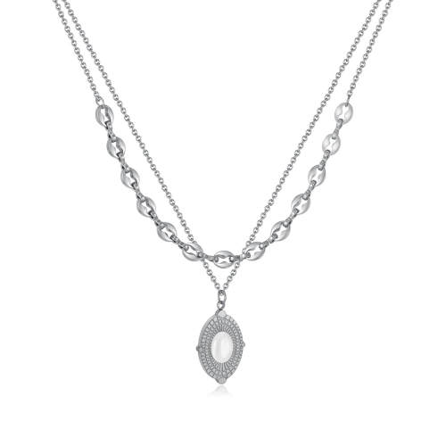 Wholesale Stainless Steel Necklace with Cat's Eye Stone