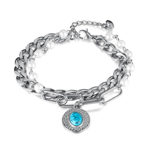 Wholesale Stainless Steel Stacked Pearl Bracelet for Women