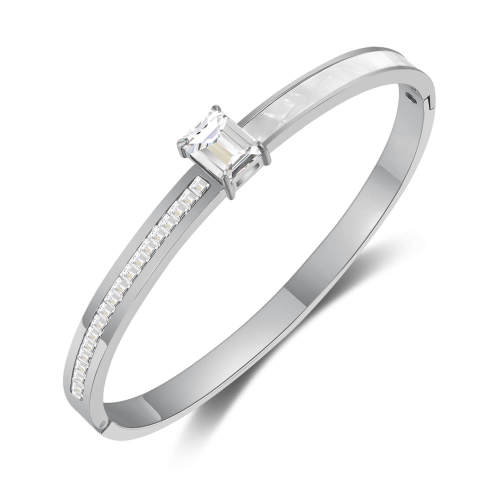 Wholesale Stainless Steel CZ & Shell Bangle