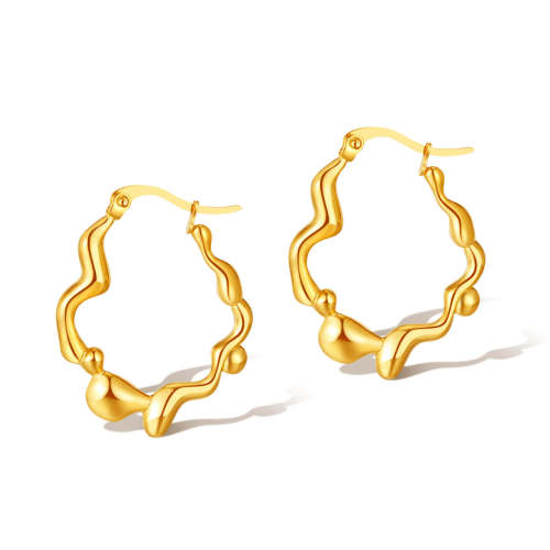 Wholesale Stainless Steel Gold Irregularly Hoop Earrings