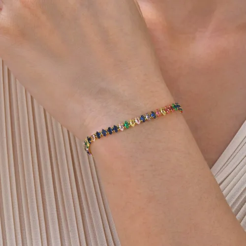 Wholesale Stainless Steel Colorful Horse Eye CZ Bracelet