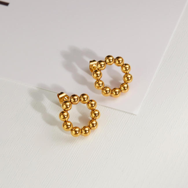 Wholesale Stainless Steel Beads Circle Stud Earring