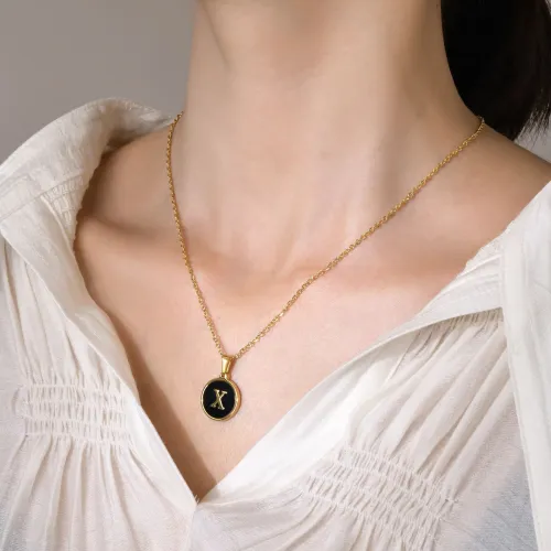 Wholesale Stainless Steel Enamel Initial Necklace