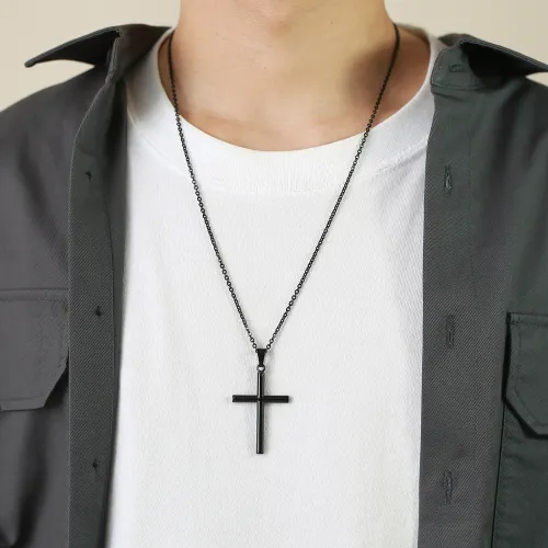 Wholesale Stainless Steel Simple Cross Pendant Necklace