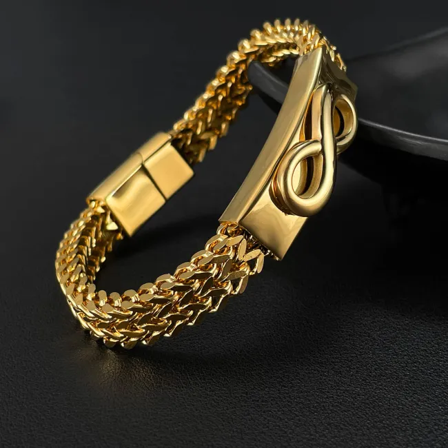 Wholesale Stainless Steel Double Franco Chain Bracelet with Infinity