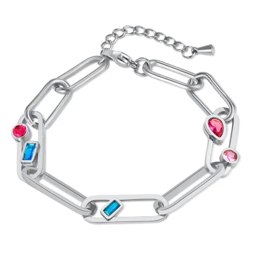 Wholesale Stainless Steel New Style Paperclip Bracelet with CZ
