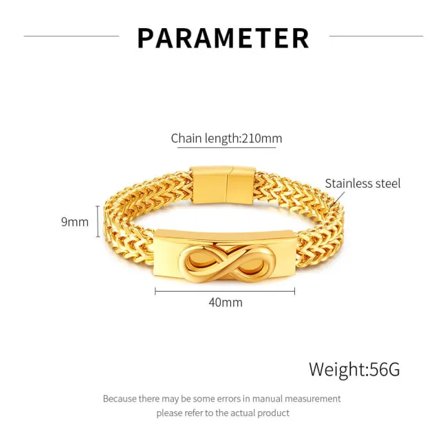 Wholesale Stainless Steel Double Franco Chain Bracelet with Infinity
