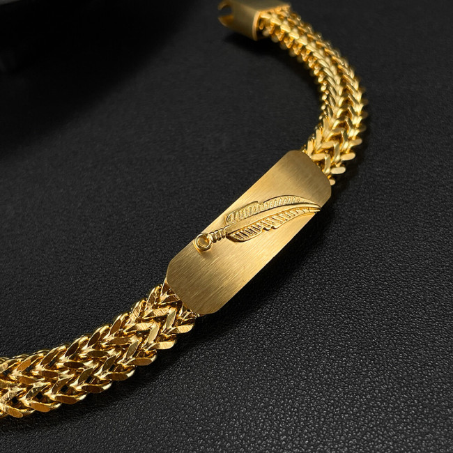 Wholesale Stainless Steel Gold Double Franco Chain Bracelet