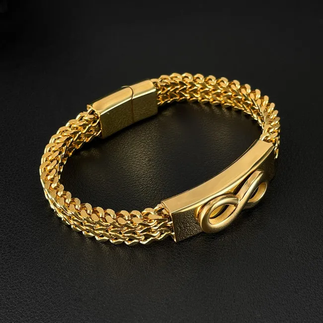 Wholesale Stainless Steel Double Franco Chain Bracelet with Infinity