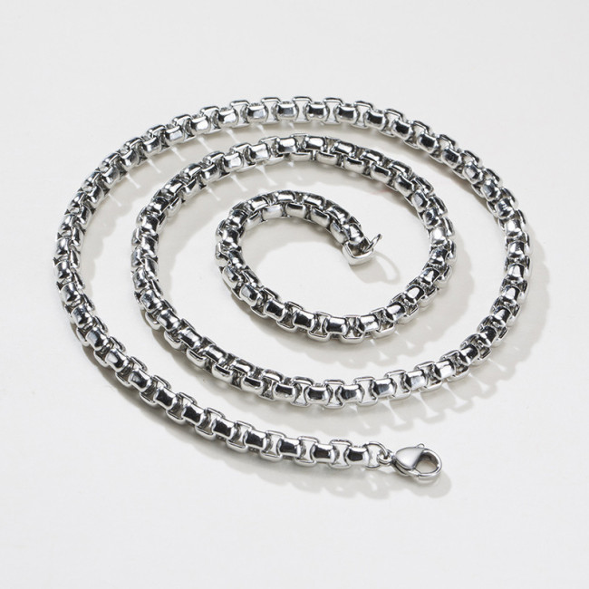 Wholesale Stainless Steel Multi-standard Round Box Chain Necklace