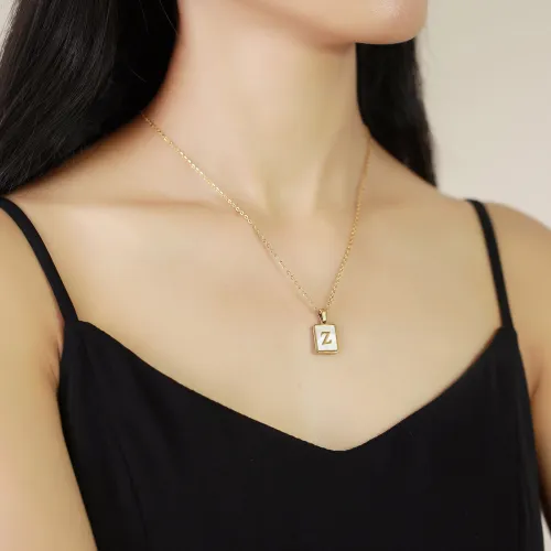 Wholesale Stainless Steel Inlay Shell Intial Pendant