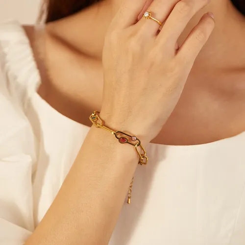 Wholesale Stainless Steel New Style Paperclip Bracelet with CZ