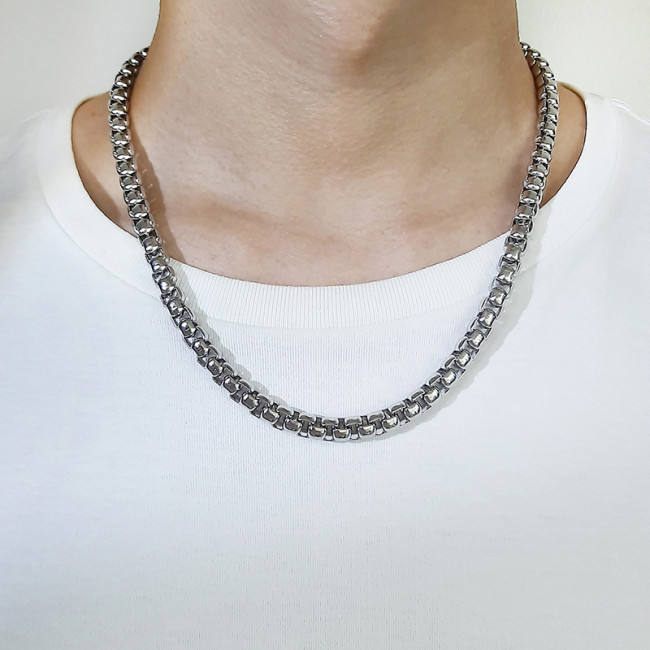 Wholesale Stainless Steel Multi-standard Round Box Chain Necklace
