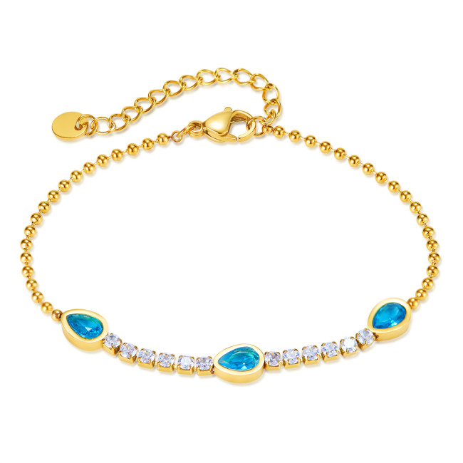 Wholesale Stainless Steel Blue Drop Tennis Bracelet