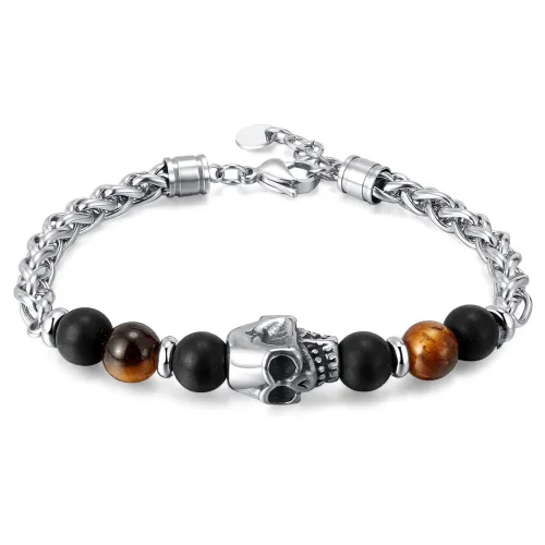 Wholesale Stainless Steel Mens Bracelet with Skull