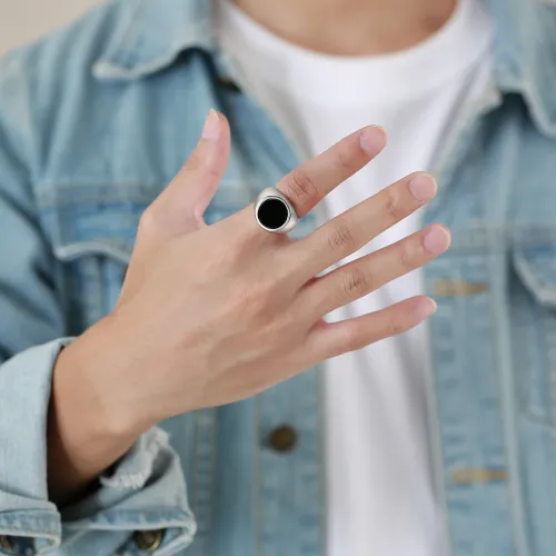 Wholesale Stainless Steel Circle Black Enamel Seal Ring