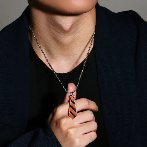 Wholesale Steel Rainbow Tie Pendant Necklace