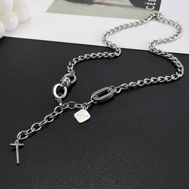 Wholesale Stainless Steel Women Niche Cross Necklaces
