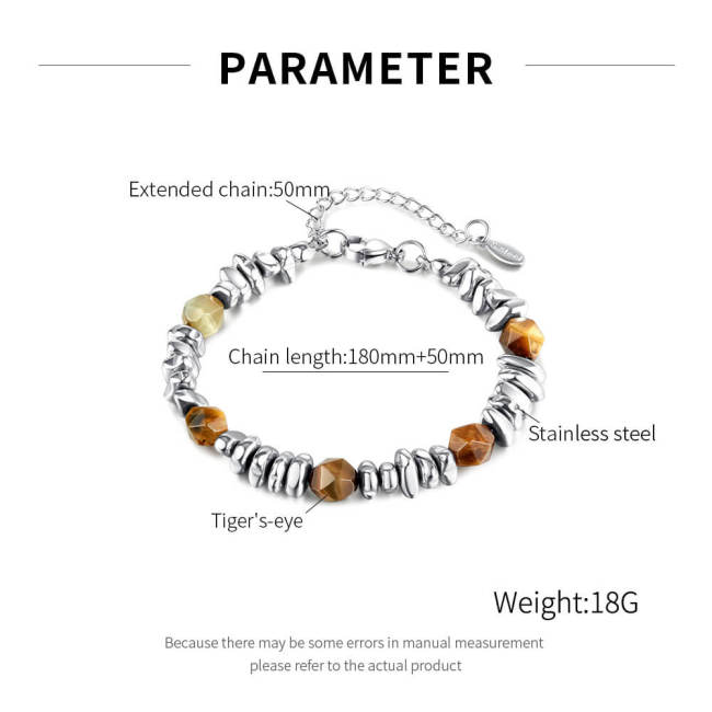 Wholesale Stainless Steel Diamond Faceted Tiger's eye Beads Bracelet