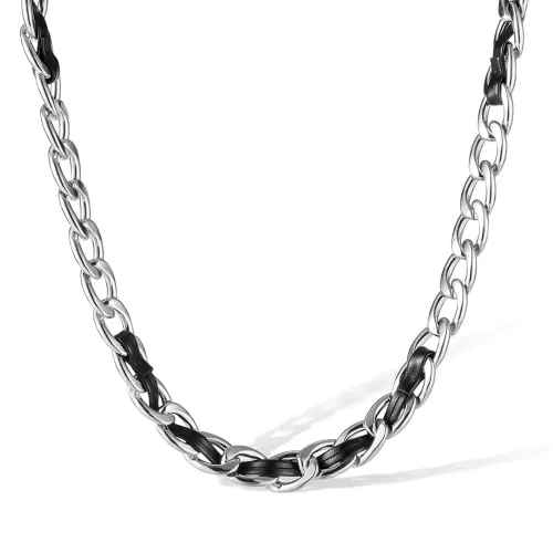 Wholesale Stainless Steel and Leather Necklace