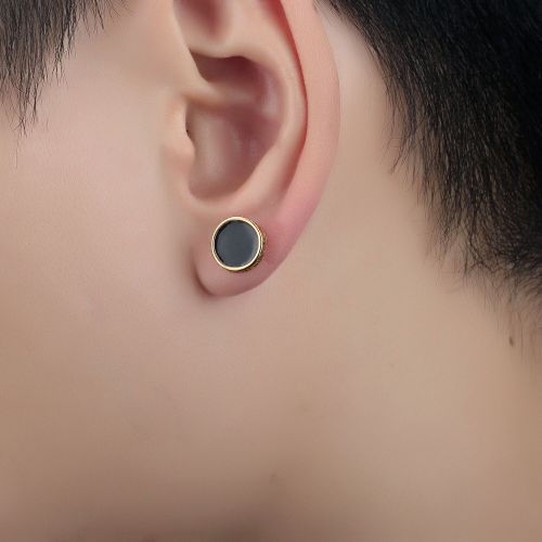 Wholesale Stainless Steel Mens Two-tone Stud Earring