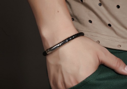Wholesale Stainless Steel Simple Leather Bracelet