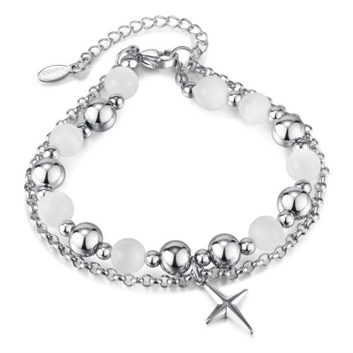 Wholesale Stainless Steel Double Stacked Bracelet with Cross