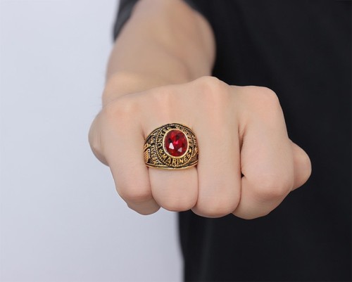 Wholesale Stainless Steel Red Stone Marine Ring
