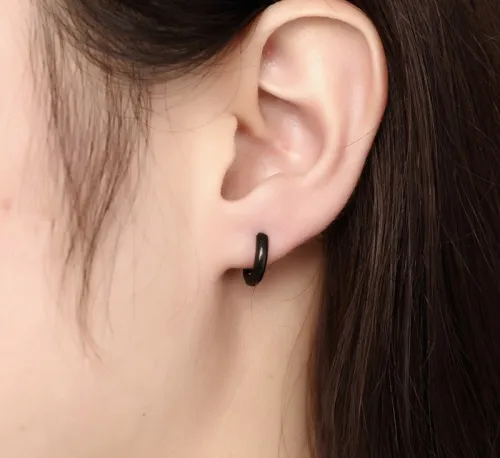 Wholesale Black Stainless Steel Hoop Earrings