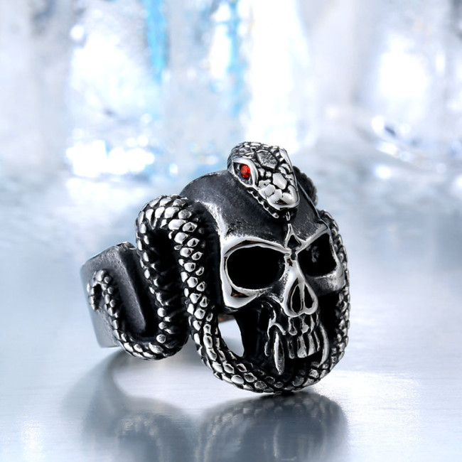 Wholesale Stainless Steel Python Skull Ring