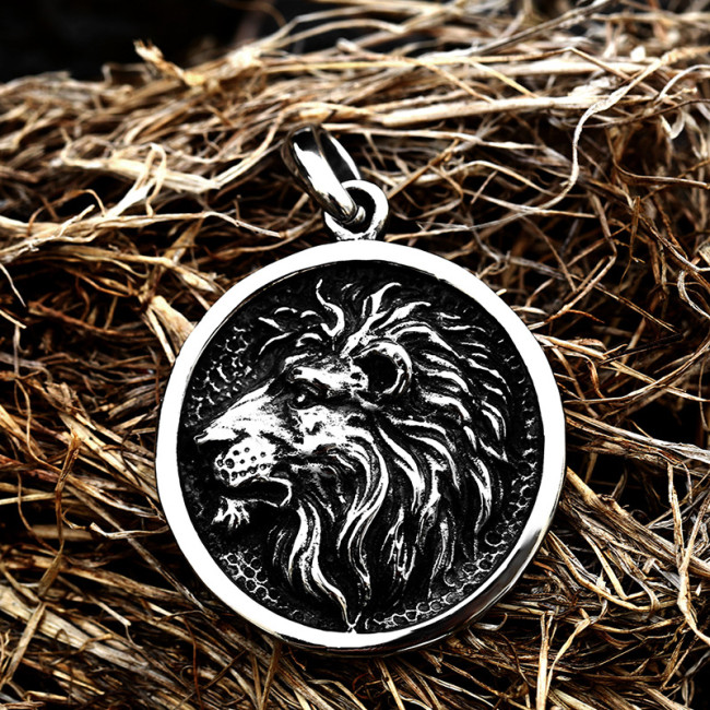 Wholesale Stainless Steel Embossed Lion Necklace
